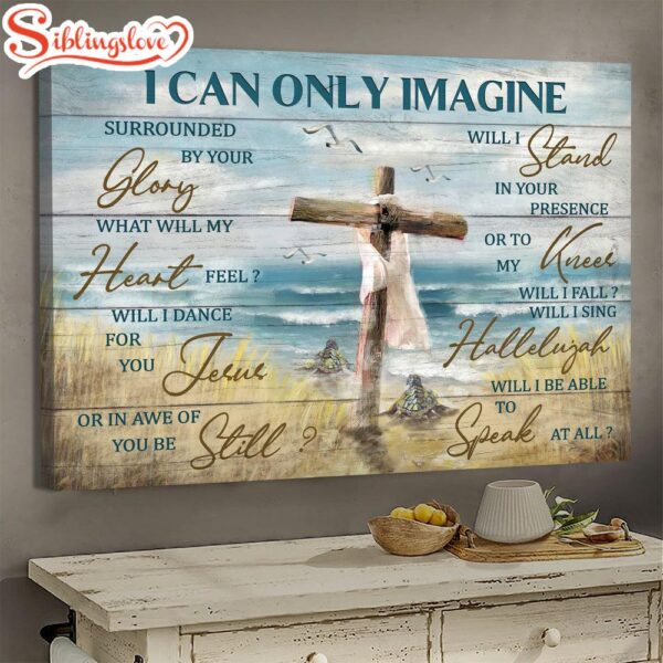 Sea Turtle Ocean Landscape Wooden Cross I Can Only Imagine Canvas Wall Art