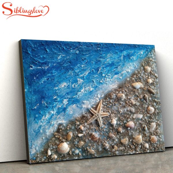 Seashells With Epoxy Resin Painting Canvas Wall Art