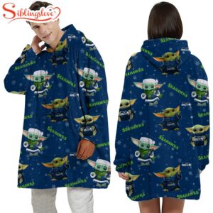 Seattle Seahawks Baby Yoda Huggle Blanket Hoodie