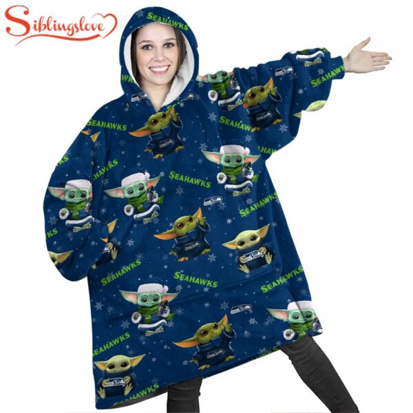 Seattle Seahawks Baby Yoda Huggle Blanket Hoodie