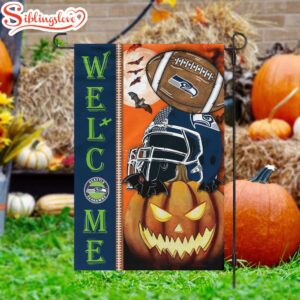 Seattle Seahawks Welcome Halloween House And Garden Flag