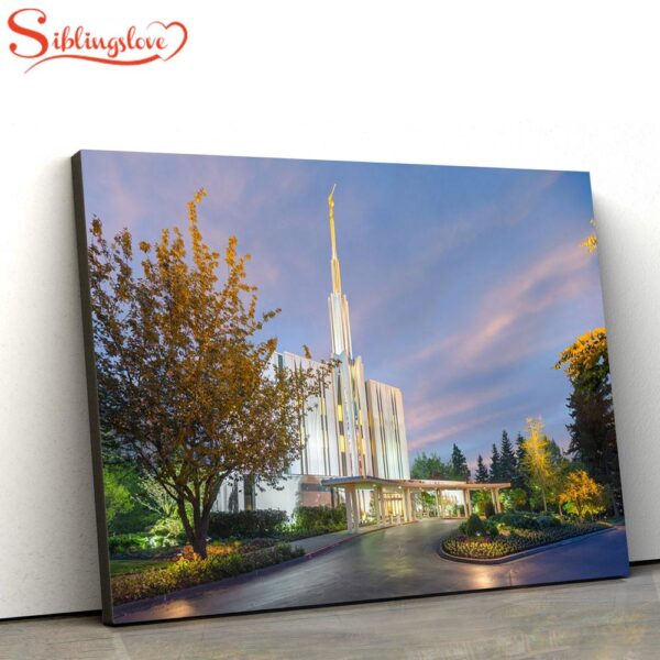 Seattle Temple Evening Light Canvas Wall Art Jesus Christ Picture Canvas Christian Wall Art