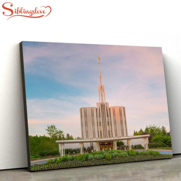 Seattle Temple Spring Sunset Canvas Wall Art Jesus Christ Picture Canvas Christian Wall Art