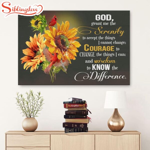 Serenity Prayer Sunflower Canvas Wall Art Religious Wall Decor