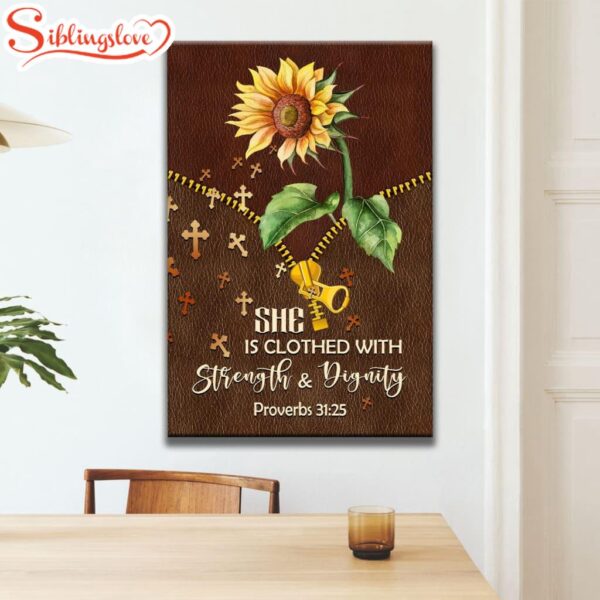 She Is Clothed With Strength And Dignity Sunflower Canvas Art