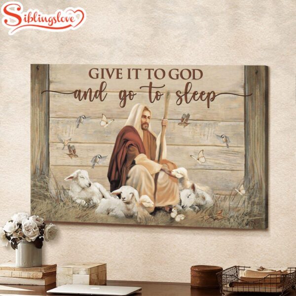 Sheep Give It To God And Go To Sleep Canvas Wall Art