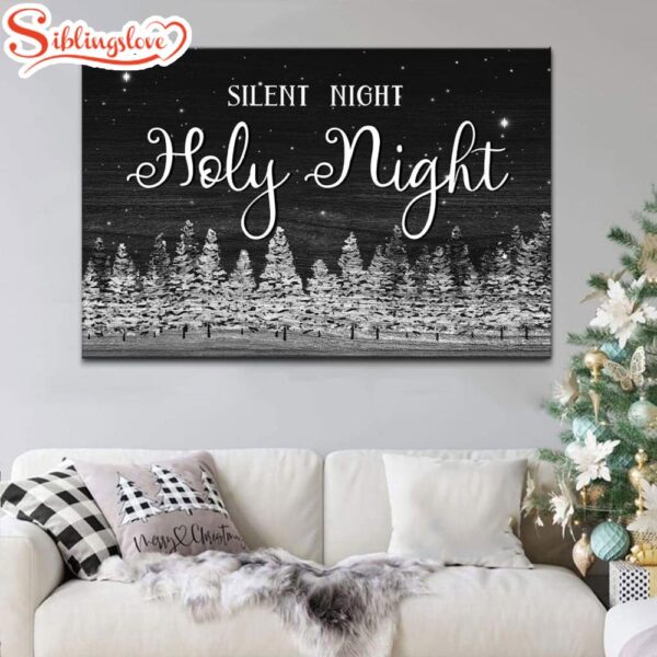 Silent Night Holy Night Christmas Tree Wall Art Canvas Religious Wall Decor