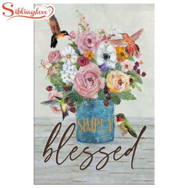 Simply Blessed Hummingbird Flower Canvas Wall Art Prints