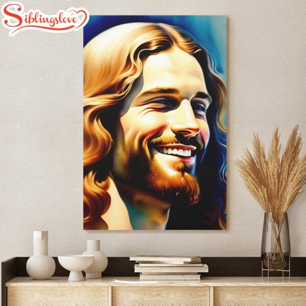 Smiling Jesus On Canvas Jesus Portrait Jesus Wall Art Jesus Canvas Pictures