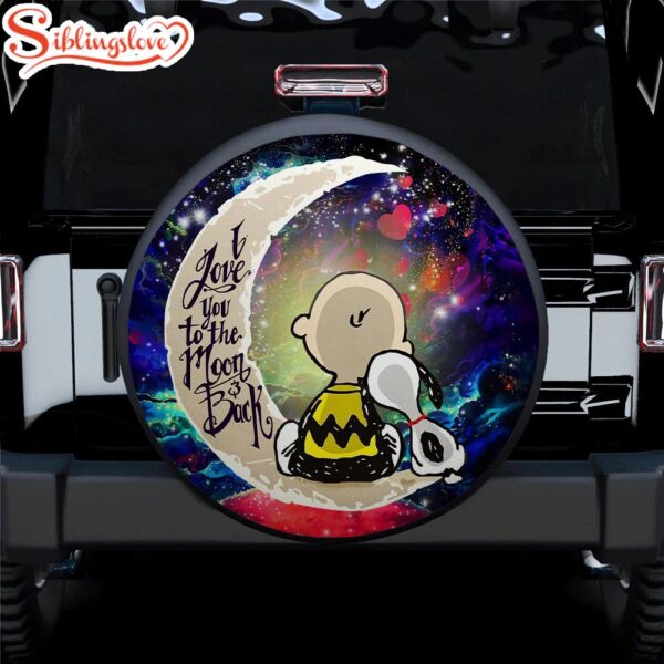 Snoopy Charlie Love You To The Moon Galaxy Car Spare Tire Covers Gift For Campers