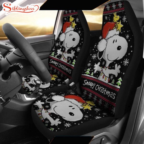 Snoopy Christmas Fan Art  Cartoon Seat Cover Car Decor ers Cartoon Car Decor