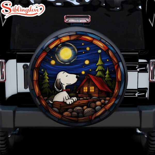 Snoopy Night Chill Car Spare Tire Covers Gift For Campers