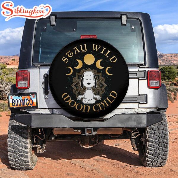 Snoopy Stay Wild Moon Child Car Spare Tire Covers Gift For Campers