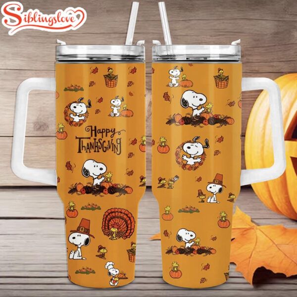 Snoopy Thankgiving 40oz Stainless Steel Tumbler