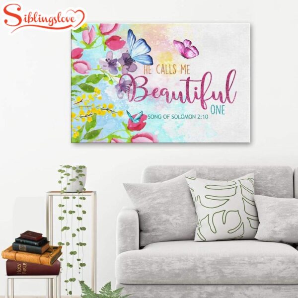 Song Of Solomon 210 He Calls Me Beautiful One Canvas Wall Art Religious Wall Decor