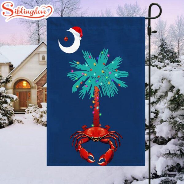 South Carolina Christmas Palm Tree South Carolina Crab Santa Garden House Flag Holiday Flag Decor