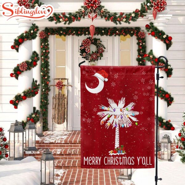 South Carolina Christmas Sabal Palmetto With Light Garden House Flag Holiday Flag Decor