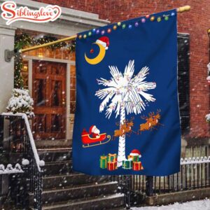 South Carolina Christmas Santa Christmas Palmetto Tree House And Garden Flag Decor