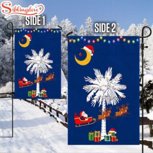 South Carolina Christmas Santa Christmas Palmetto Tree House And Garden Flag Decor