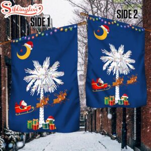 South Carolina Christmas Santa Christmas Palmetto Tree House And Garden Flag Decor