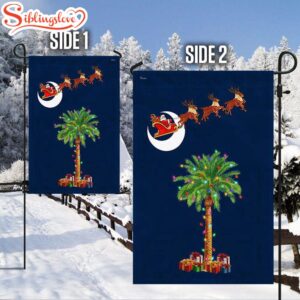 South Carolina Christmas Santa Palmetto Tree House And Garden Flag Decor