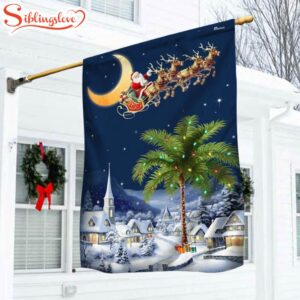 South Carolina Christmas Santa Sleigh Palm Tree Christmas Night In South Carolina House And Garden Flag Decor