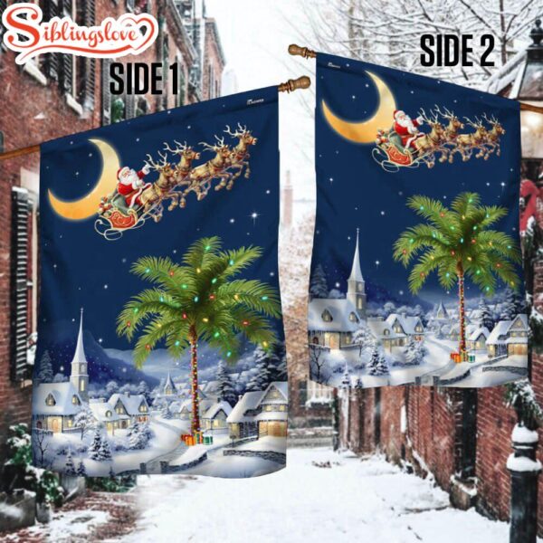 South Carolina Christmas Santa Sleigh Palm Tree Christmas Night In South Carolina Garden House Flag Holiday Flag Decor