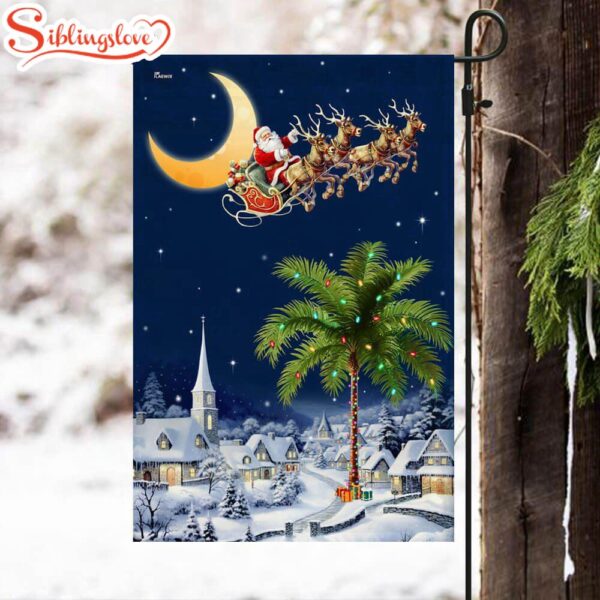 South Carolina Christmas Santa Sleigh Palm Tree Christmas Night In South Carolina Garden House Flag Holiday Flag Decor