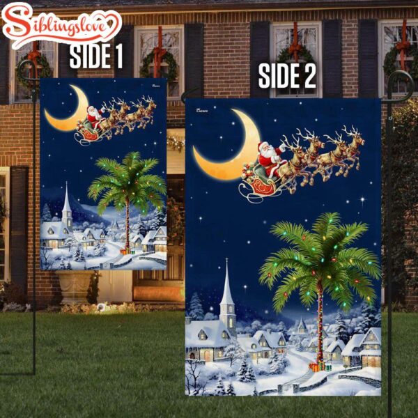 South Carolina Christmas Santa Sleigh Palm Tree Christmas Night In South Carolina Garden House Flag Holiday Flag Decor