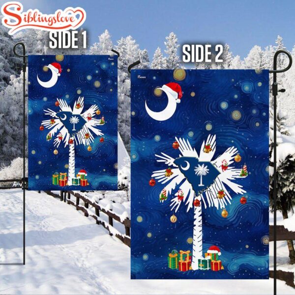 South Carolina Christmas Starry Night Garden House Flag Holiday Flag Decor