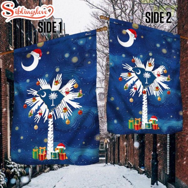 South Carolina Christmas Starry Night Garden House Flag Holiday Flag Decor