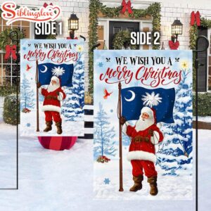 South Carolina Christmas We Wish You A Merry Christmas Santa Claus House And Garden Flag Decor