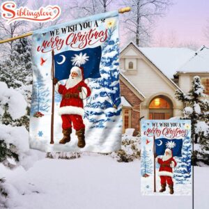 South Carolina Christmas We Wish You A Merry Christmas Santa Claus House And Garden Flag Decor