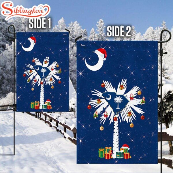 South Carolina Merry Christmas  Garden House Flag Holiday Flag Decor