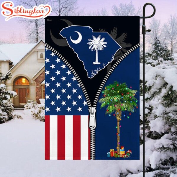 South Carolina Palm Tree Christmas American Garden House Flag Holiday Flag Decor