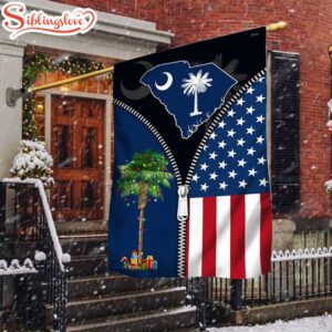 South Carolina Palm Tree Christmas American Garden House Flag Holiday Flag Decor