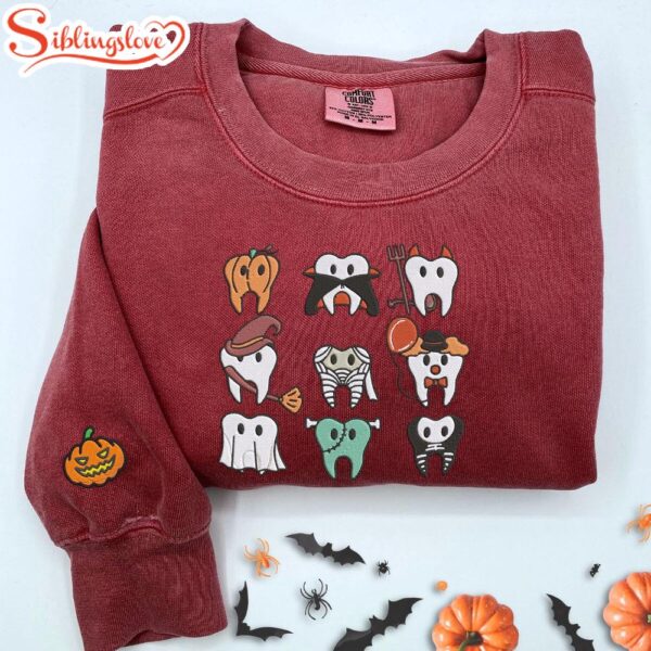 Spooky Halloween Dentist Teeth Embroidered Sweatshirt Fashion Style