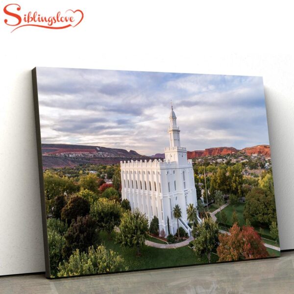 St. George Temple Canyon View Canvas Wall Art Jesus Christ Picture Canvas Christian Wall Art