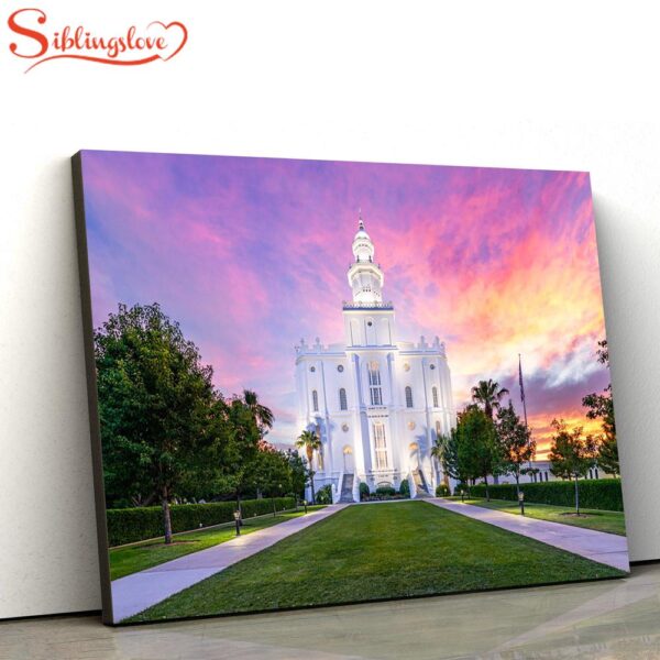 St. George Temple Sunburst Sunset Canvas Wall Art Jesus Christ Picture Canvas Christian Wall Art