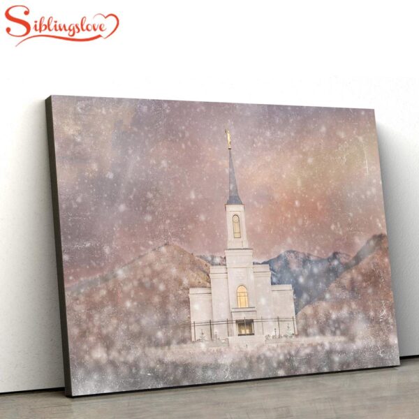 Star Valley Wyoming Temple Snow Canvas Wall Art Jesus Christ Picture Canvas Christian Wall Art