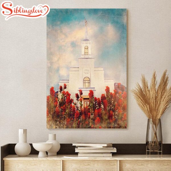 Star Valley Wyoming Temple With Indian Paintbrush Canvas Pictures Jesus Canvas Art