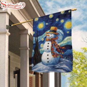 Starry Night Snowman A Whimsical Winter Celebration Christmas House And Garden Flag Decor