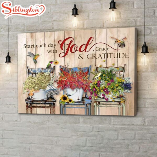 Start Each Day With God Grace And Gratitude Canvas Wall Art