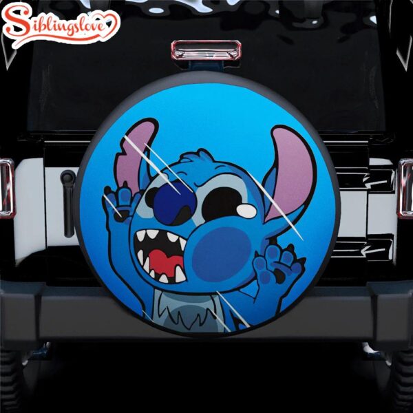 Stitch Funny Hitting Glass Car Spare Tire Covers Gift For Campers