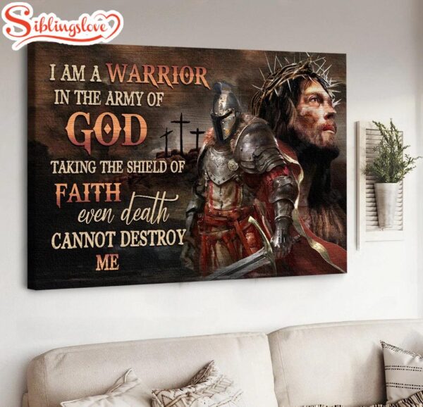 Stunning Warrior I Am A Warrior In The Army Of God Canvas Wall Art