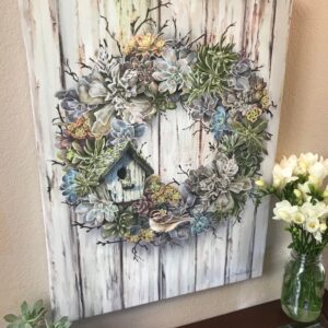 Succulent Wreath Canvas Wall Art