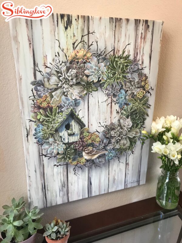 Succulent Wreath Canvas Wall Art