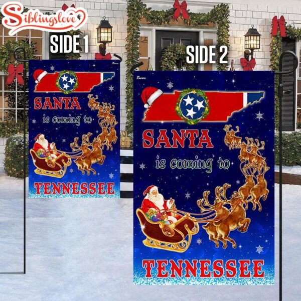 Tennessee Christmas Santa Is Coming To Tennessee Garden House Flag Holiday Flag Decor