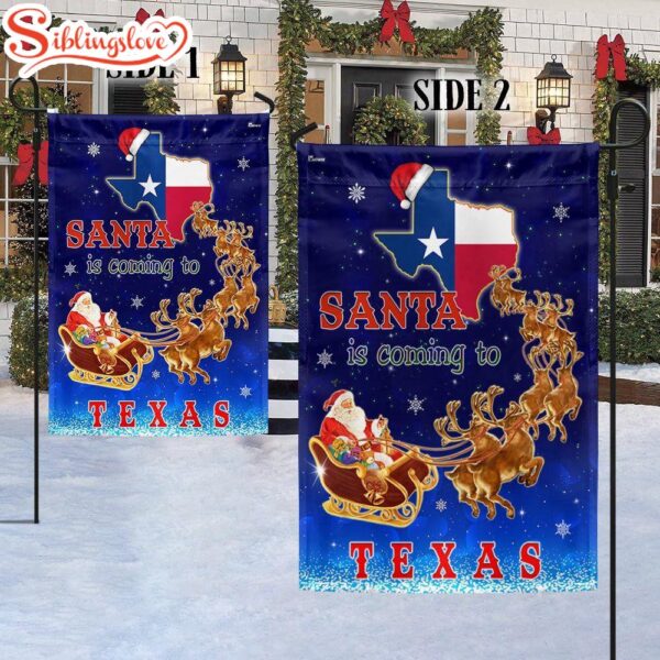 Texas Christmas Santa Is Coming To Texas Garden House Flag Holiday Flag Decor