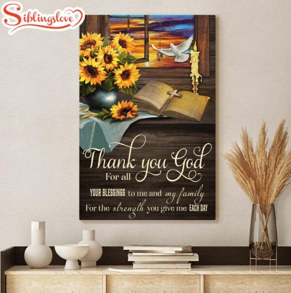 Thank You God For Your Blessings Jesus Canvas Wall Art